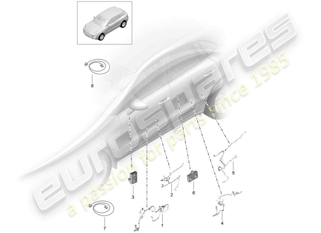 porsche 2014 (macan) diagramme des pièces du harnais