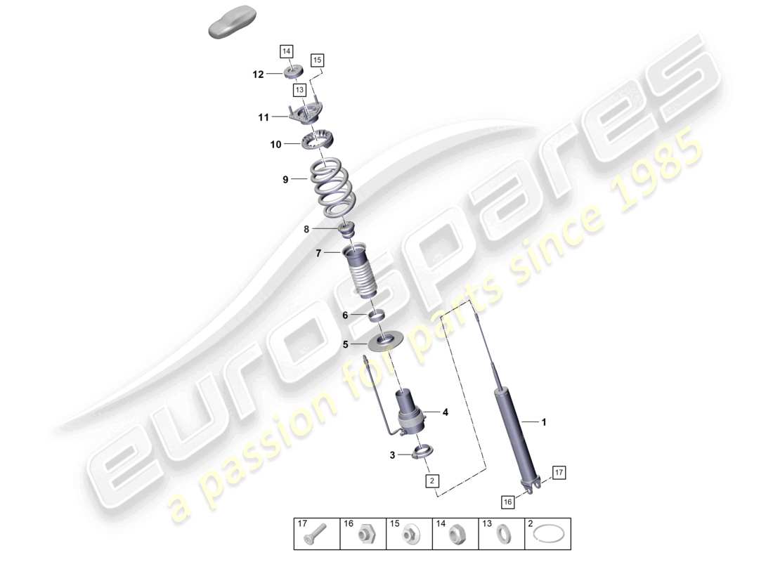 porsche 2020 (992-1) suspension amortisseurs pour véhicules avec suspension adaptative schéma des pièces