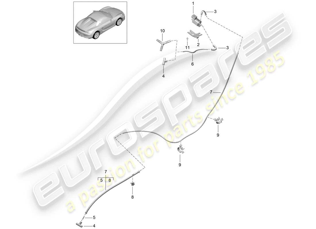 porsche 2016 (981 boxster spyder) système d'échappement schéma des pièces