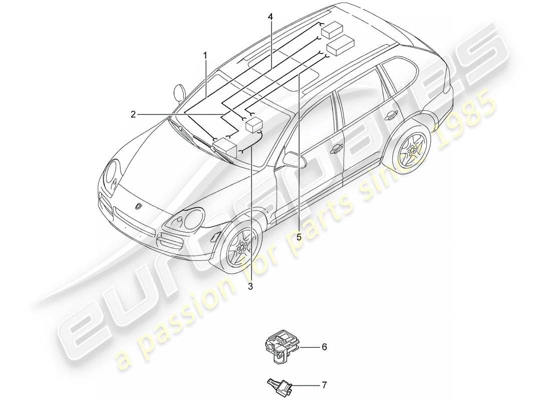 porsche 2003 (cayenne e1 9pa) fibre optique légère schéma des pièces