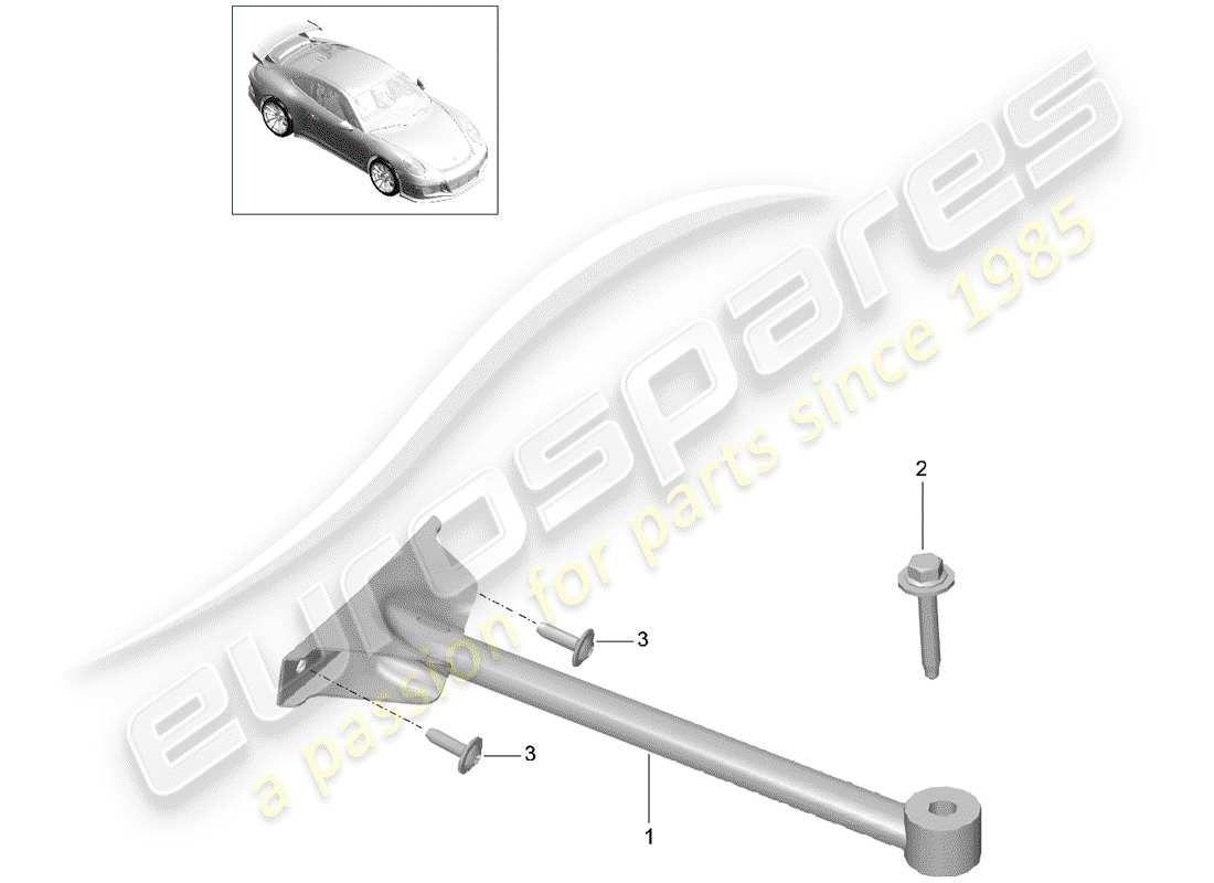 porsche 2015 (991-1 r/gt3/rs) schéma des pièces de la jambe de force du dôme