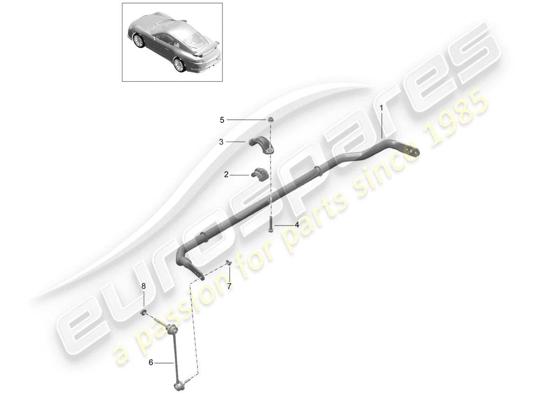 porsche 2017 (991-2 r/gt3/rs) stabilisateur schéma des pièces
