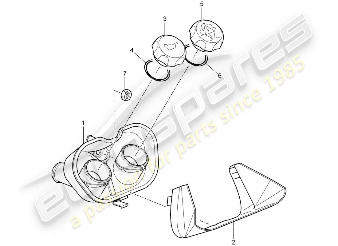 porsche 2005 (987 boxster) refroidissement par eau 4 schéma des pièces