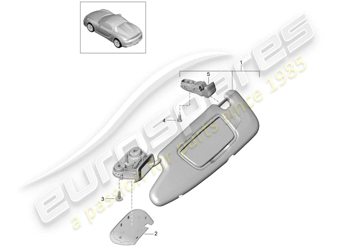 porsche 2016 (981 boxster spyder) pare-soleil schéma des pièces