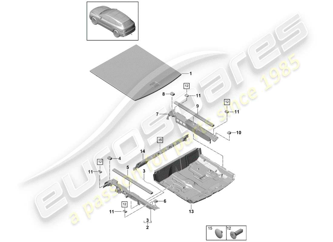 porsche 2019 (cayenne e3 9ya/9yb) diagramme des pièces de doublure