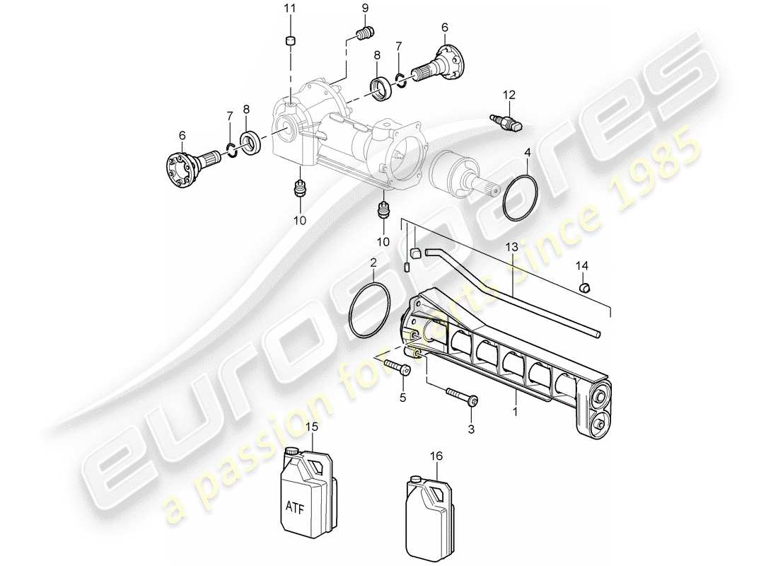 porsche 2008 (997-1 turbo / gt2) différentiel d'essieu avant schéma des pièces