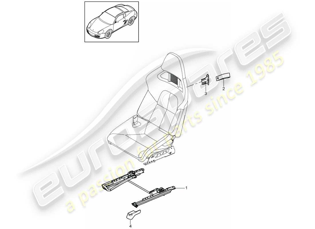 porsche 2009 (987 cayman) seat schéma des pièces