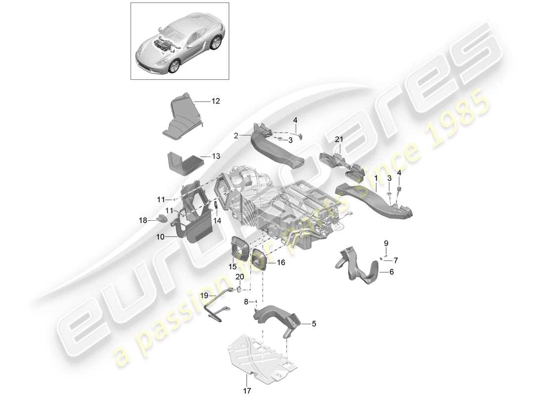 porsche 718 cayman (2020) diagramme des pièces du conduit d'air