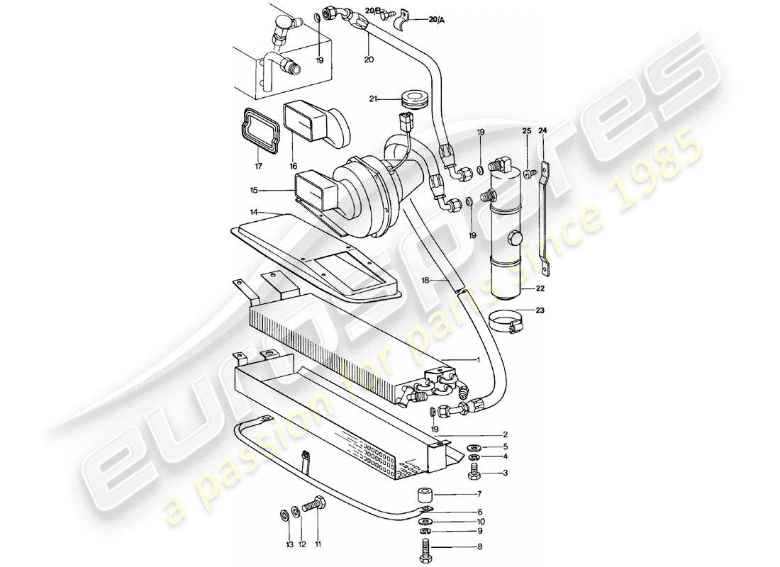 porsche 1983 (911) condensateur - ligne réfrigérant - accessoires et autres schéma des pièces