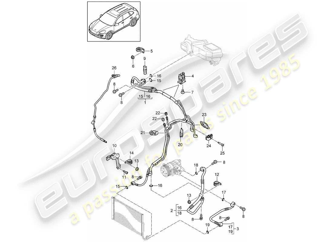 porsche 2011 (cayenne e2 92a) circuit frigorifique schéma des pièces