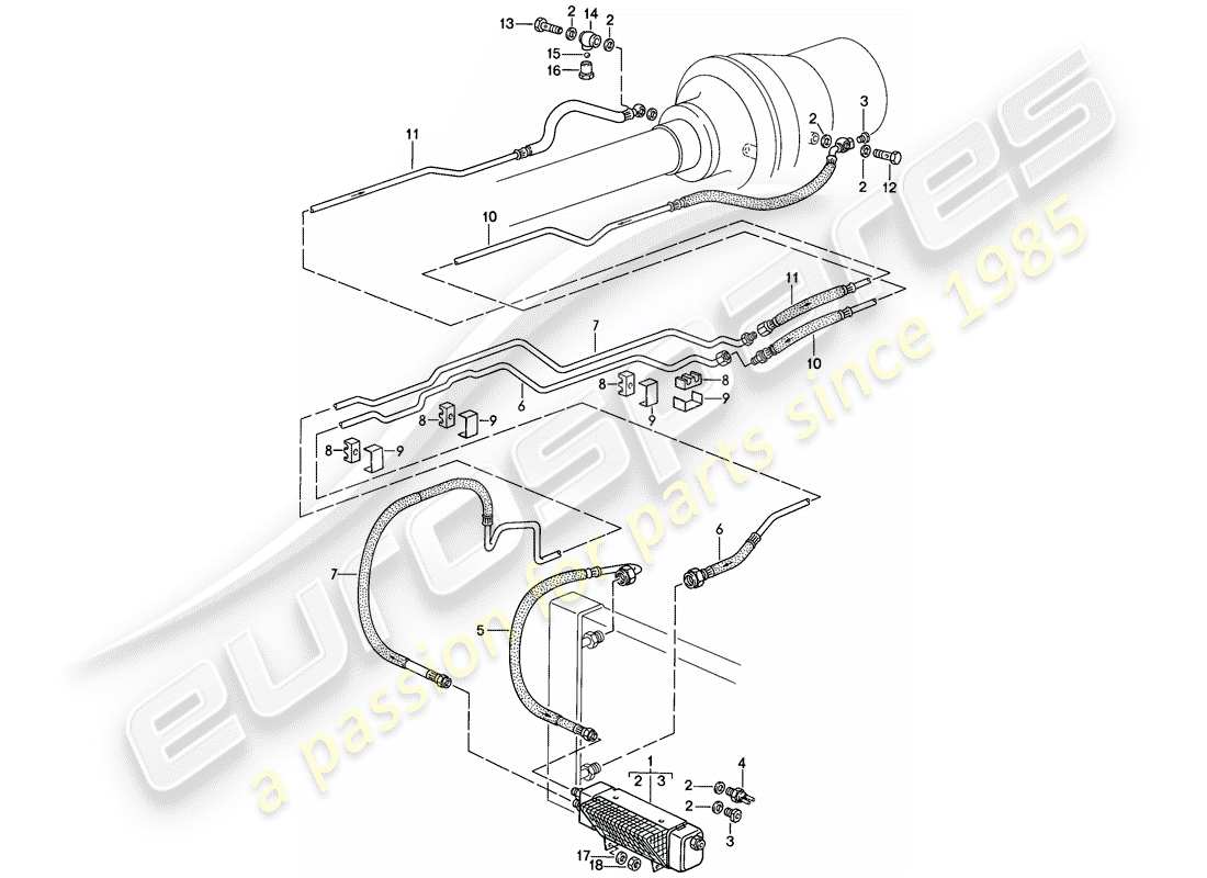 porsche 1983 (928) transmission automatique - refroidisseur atf - lignes atf - refroidisseur atf schéma des pièces
