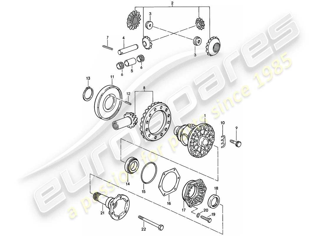 porsche 1983 (928) transmission automatique - différentiel - 2 schéma des pièces