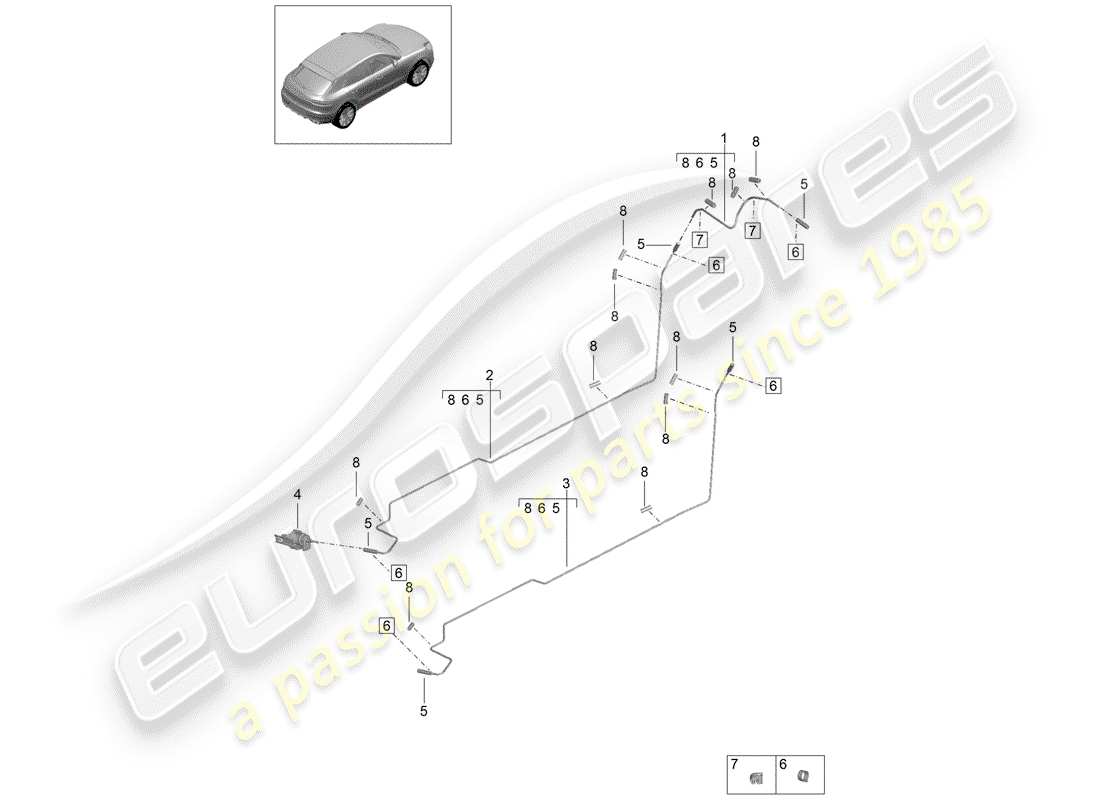 porsche macan (2020) diagramme des pièces de la conduite de carburant