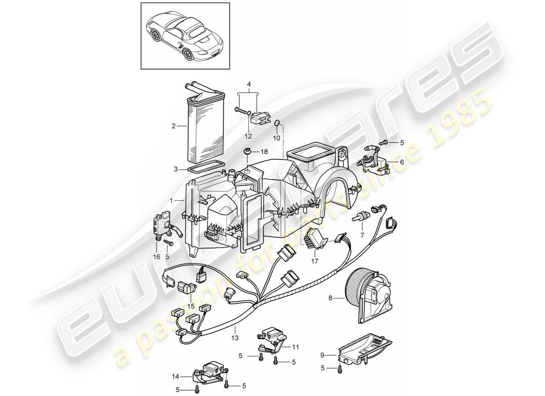 porsche 2012 (987 boxster) climatiseur schéma des pièces
