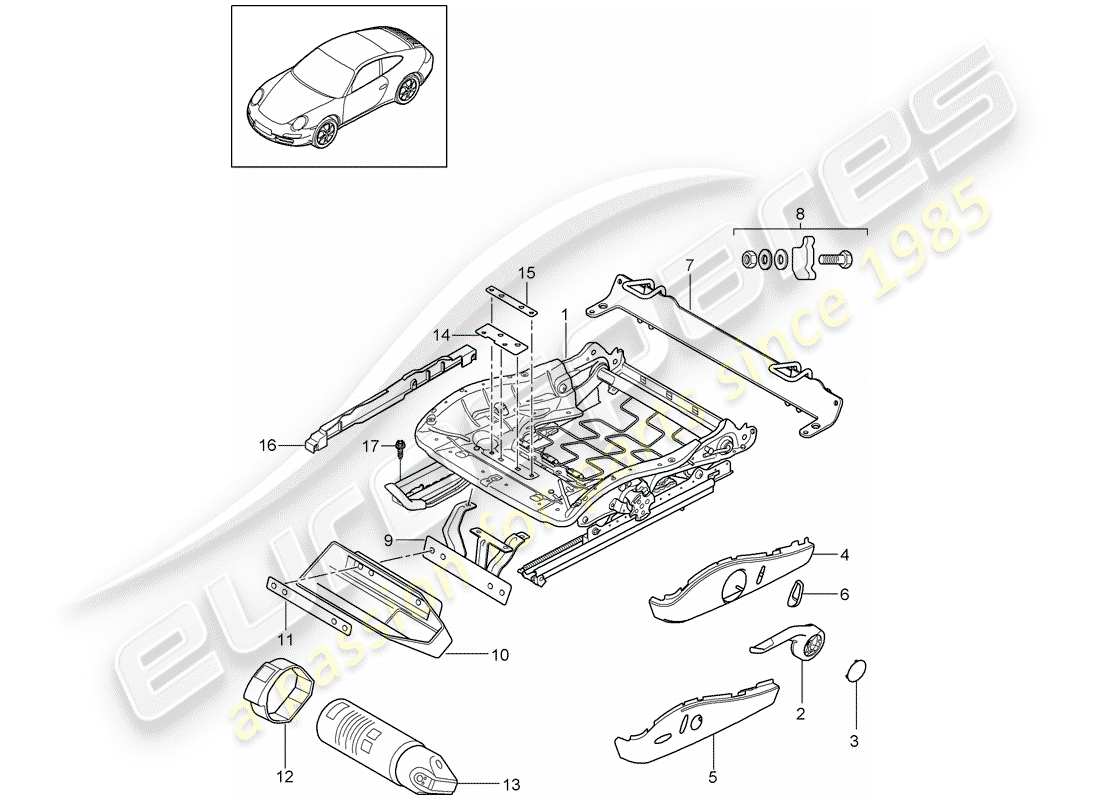 porsche 2011 (997-2) cadre de siège schéma des pièces