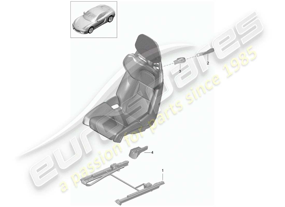 porsche 2016 (981 cayman) siège schéma des pièces