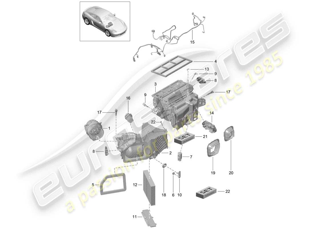 porsche 2019 (718 cayman) climatiseur schéma des pièces