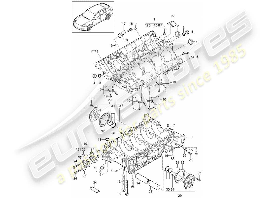 porsche 2010 (panamera 970) carter moteur schéma des pièces