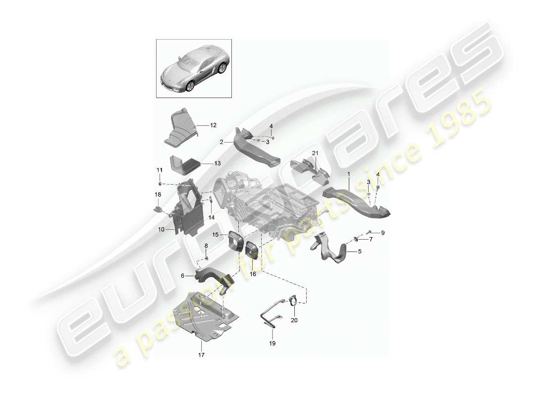 porsche 2014 (981 cayman) conduit d'air schéma des pièces