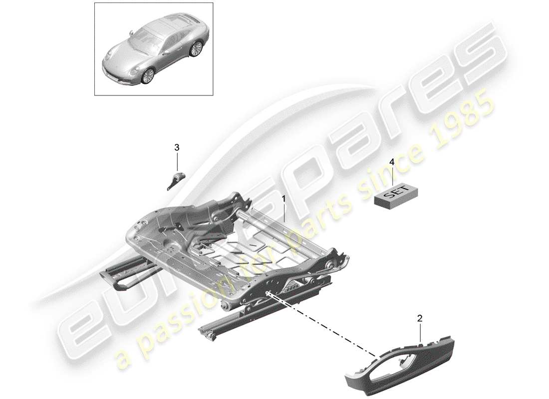 porsche 2020 (991-2) cadre de siège schéma des pièces
