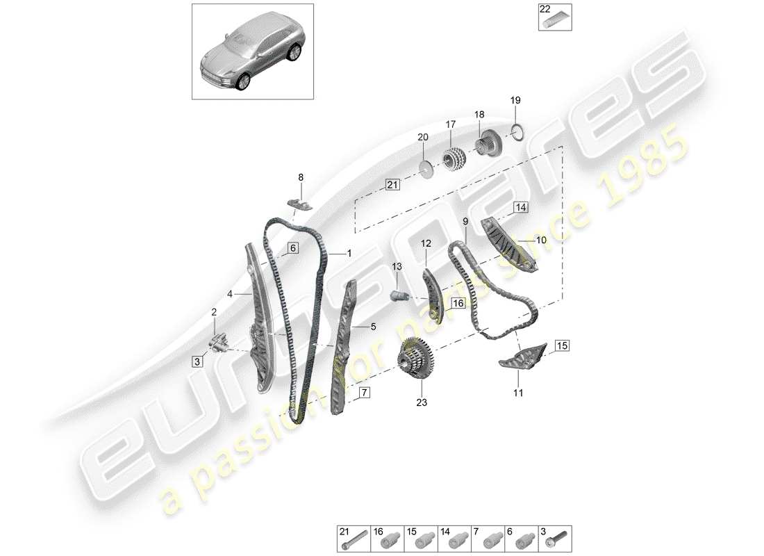 porsche 2019 (macan) chaîne de distribution schéma des pièces