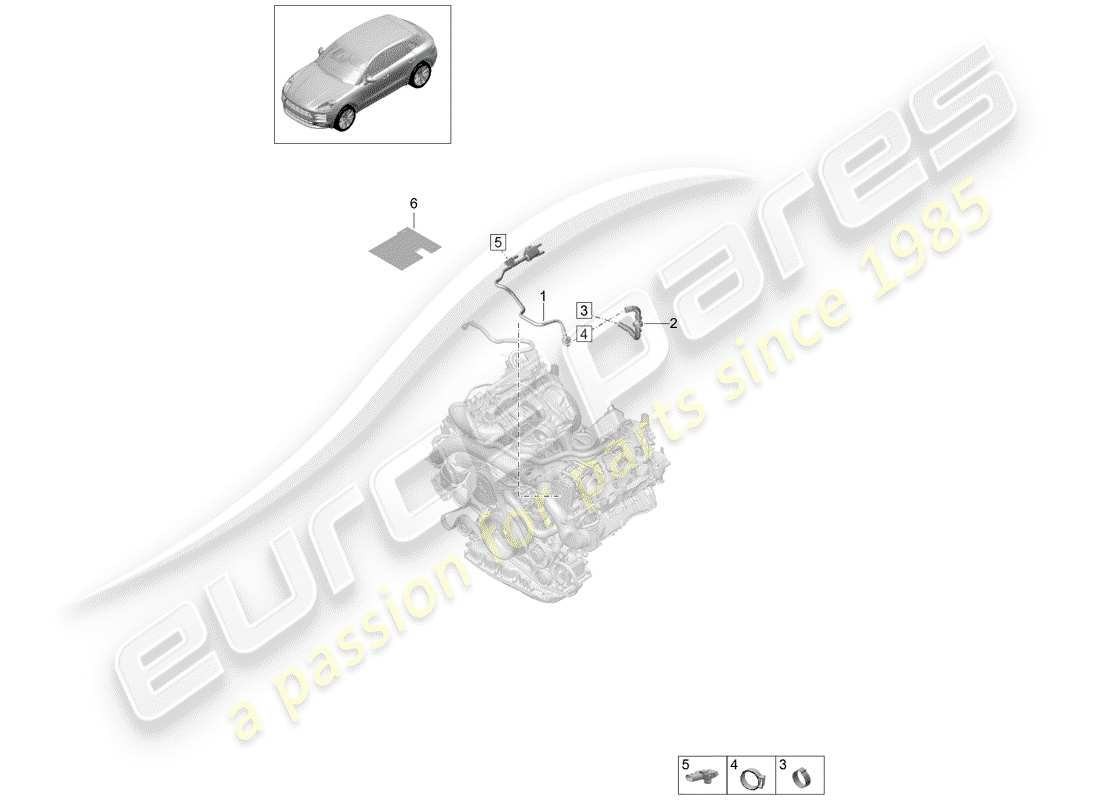 porsche 2019 (macan) ligne de reniflard schéma des pièces