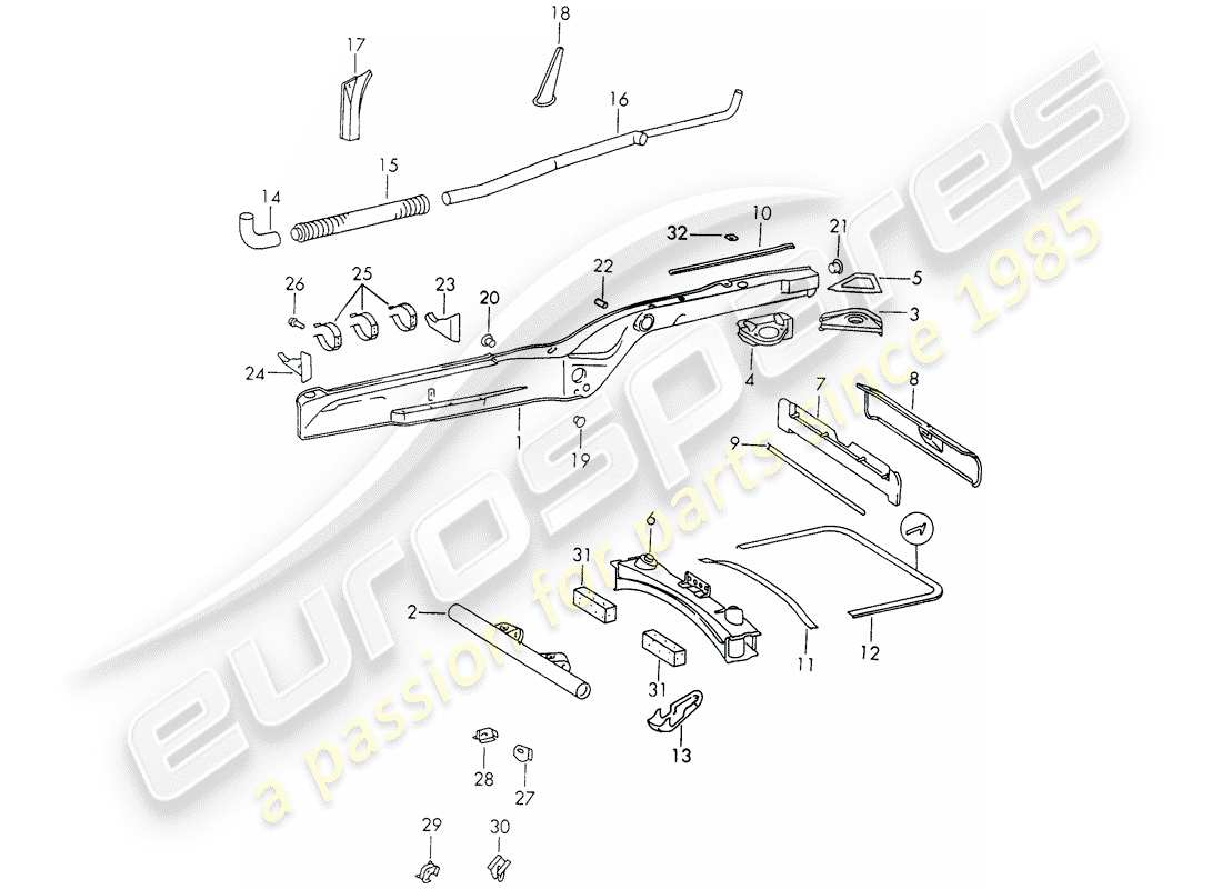 porsche 1973 (911) diagramme des pièces du cadre