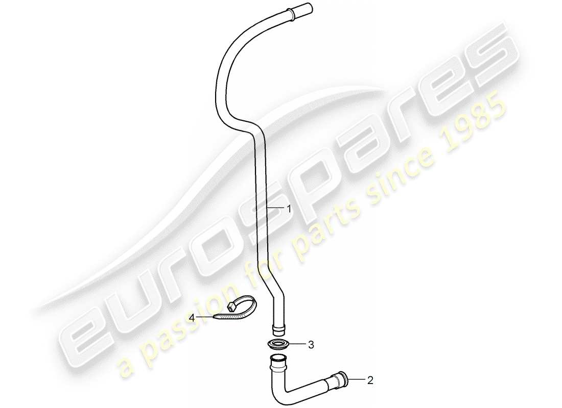 porsche 2008 (997-1 turbo / gt2) tuyau d'évacuation d'eau schéma des pièces