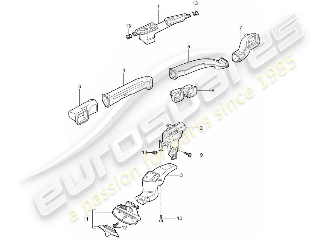 porsche 2008 (997-1 turbo / gt2) distributeur d'air schéma des pièces