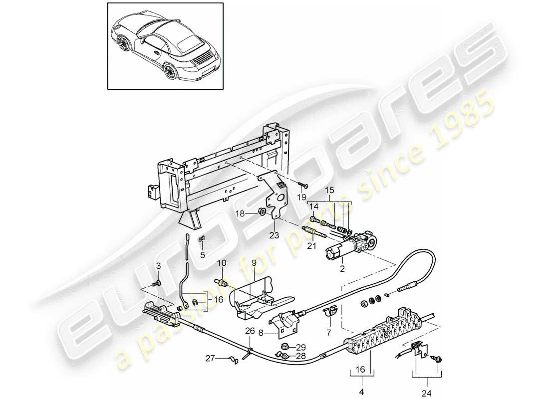 porsche 2011 (997-2) mécanisme d'entraînement schéma des pièces