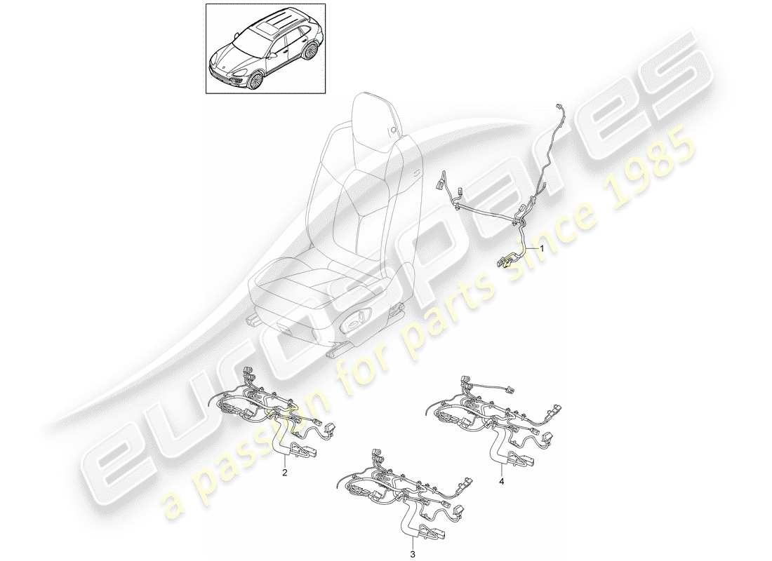 porsche 2012 (cayenne e2 92a) faisceaux de câbles schéma des pièces