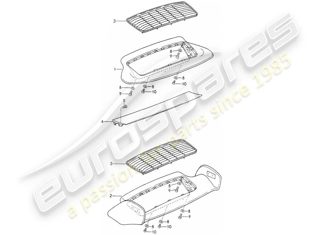 porsche 1998 (993) spoiler arrière schéma des pièces