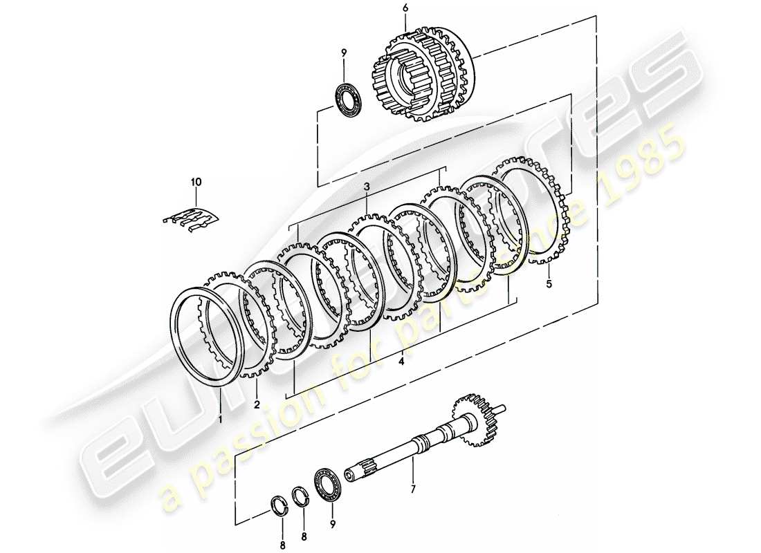porsche 1983 (928) transmission automatique - arbre de transmission - ensemble d'engrenages schéma des pièces