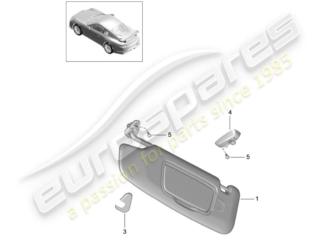 porsche 2016 (991-1 r/gt3/rs) pare-soleil schéma des pièces