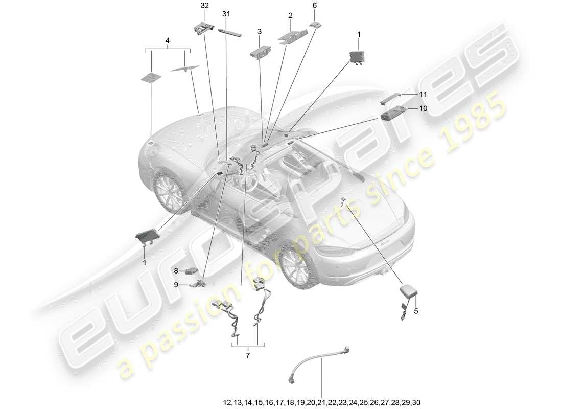 porsche 2018 (718 boxster) antenne schéma des pièces