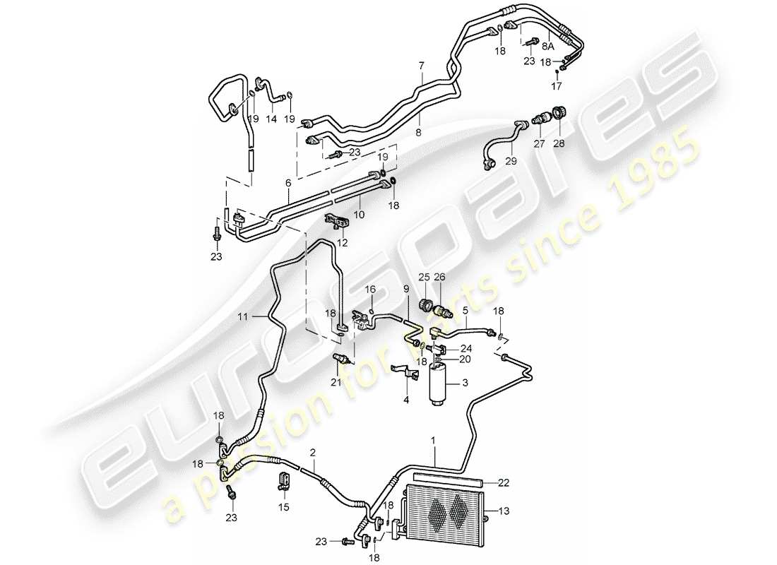 porsche 2002 (996 turbo / gt2) circuit réfrigérant schéma des pièces