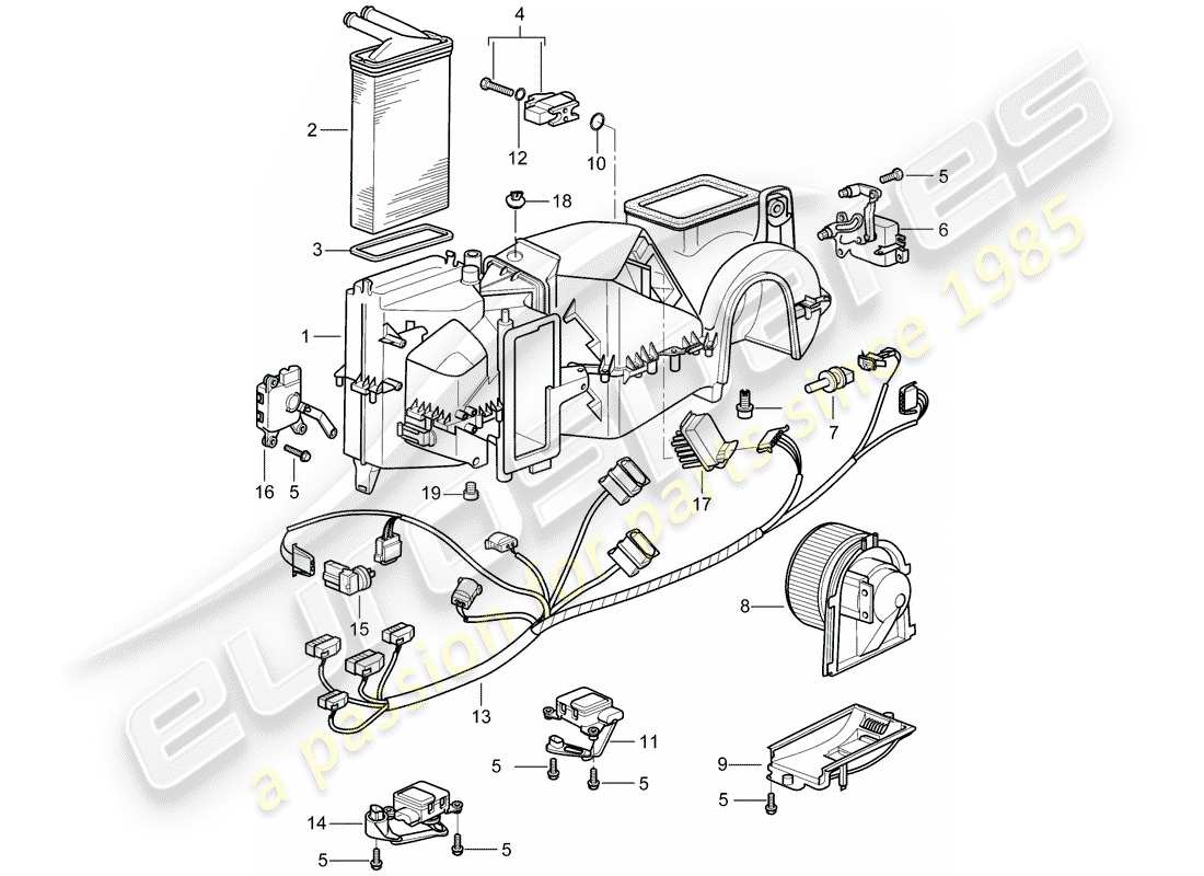 porsche 2004 (986 boxster) boîtier de distribution d'air - pièces individuelles schéma des pièces