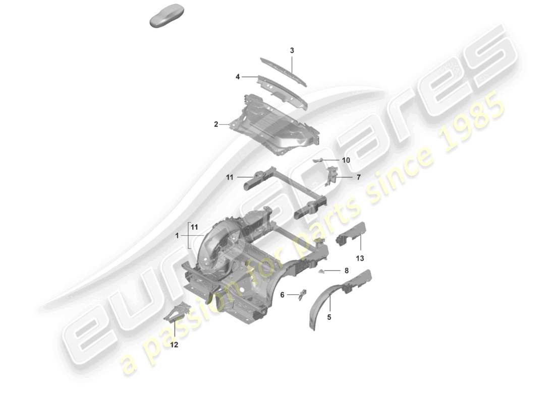 porsche 2019 (992-1) extrémité arrière schéma des pièces