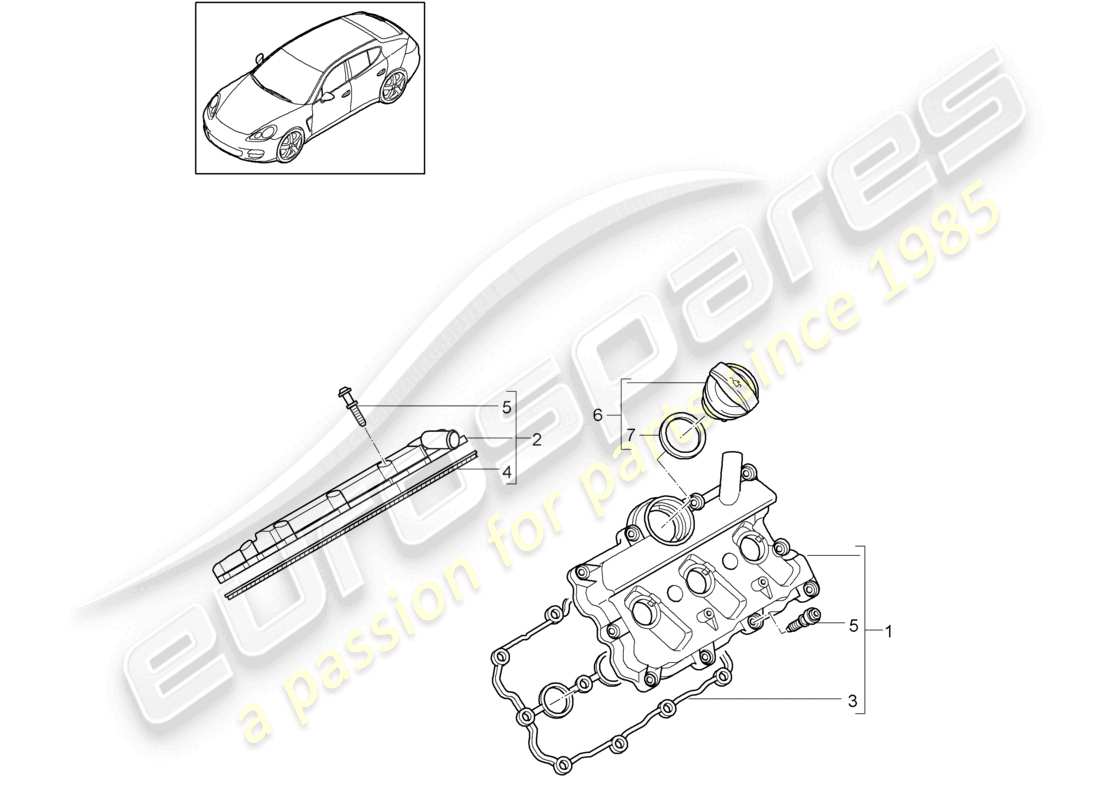 porsche 2010 (cayenne e1 9pa) couvercle de soupape schéma des pièces