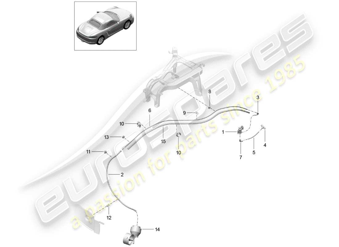 porsche 2018 (718 boxster) système d'échappement schéma des pièces