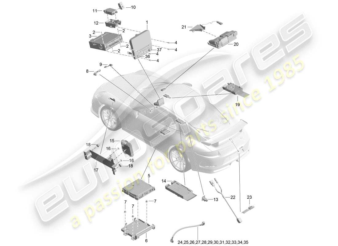 porsche 2015 (991-1 r/gt3/rs) affichage diagramme de pièce