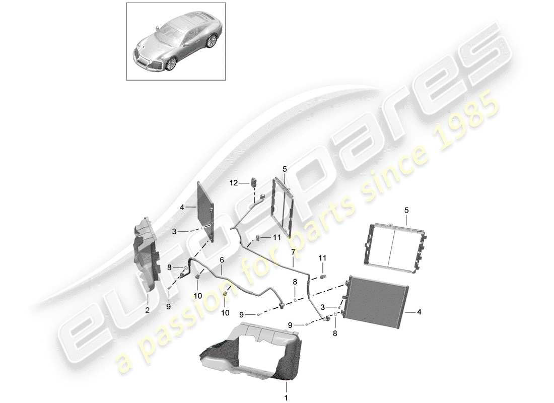 porsche 2019 (991-2) circuit réfrigérant schéma des pièces