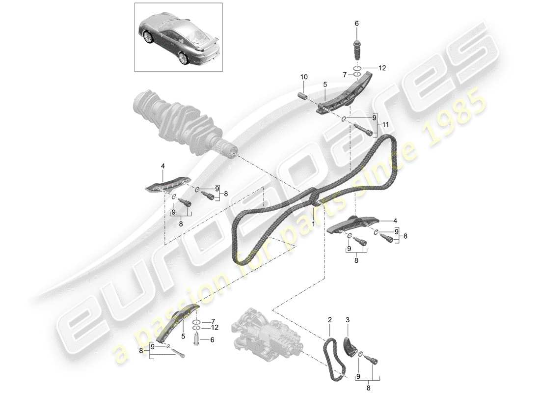 porsche 2015 (991-1 r/gt3/rs) tendeur - chaîne schéma des pièces