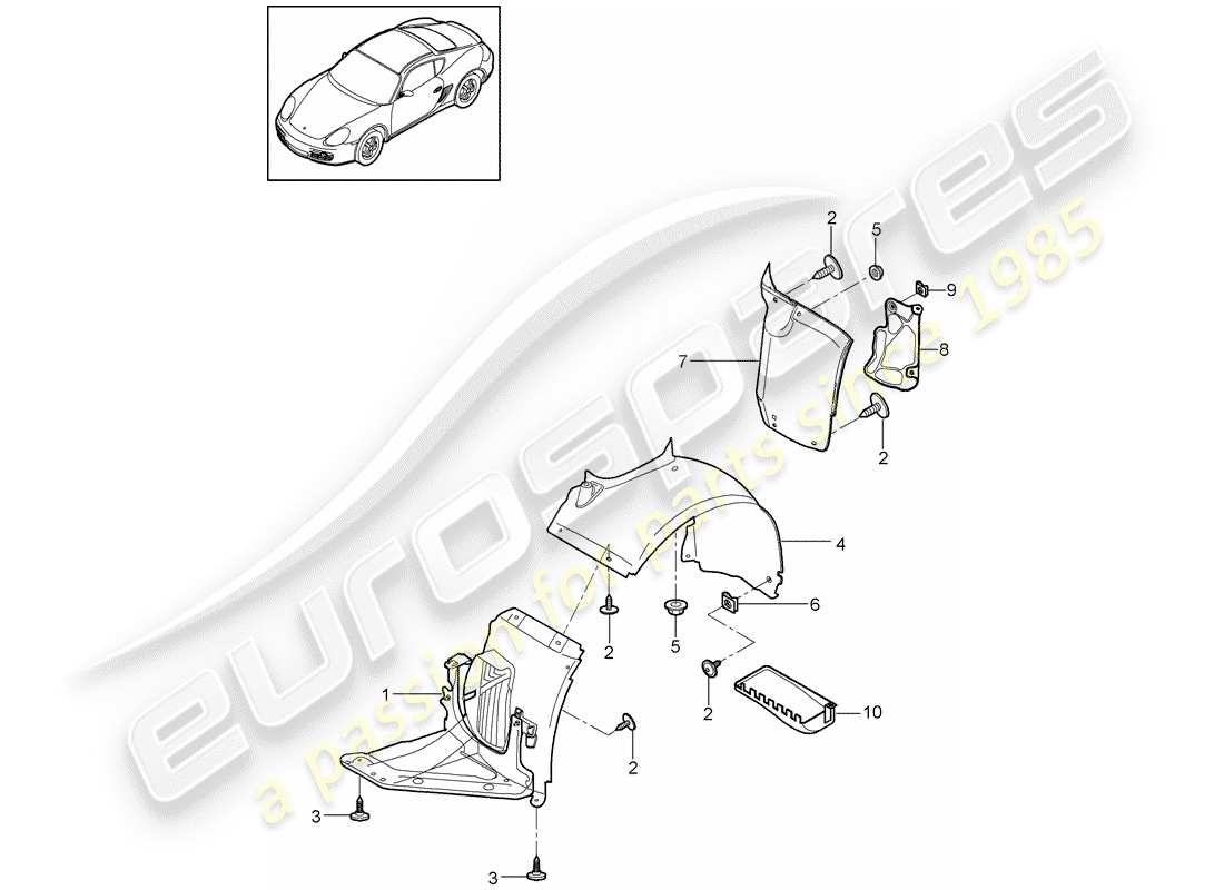 porsche 2009 (987 cayman) garnitures schéma des pièces