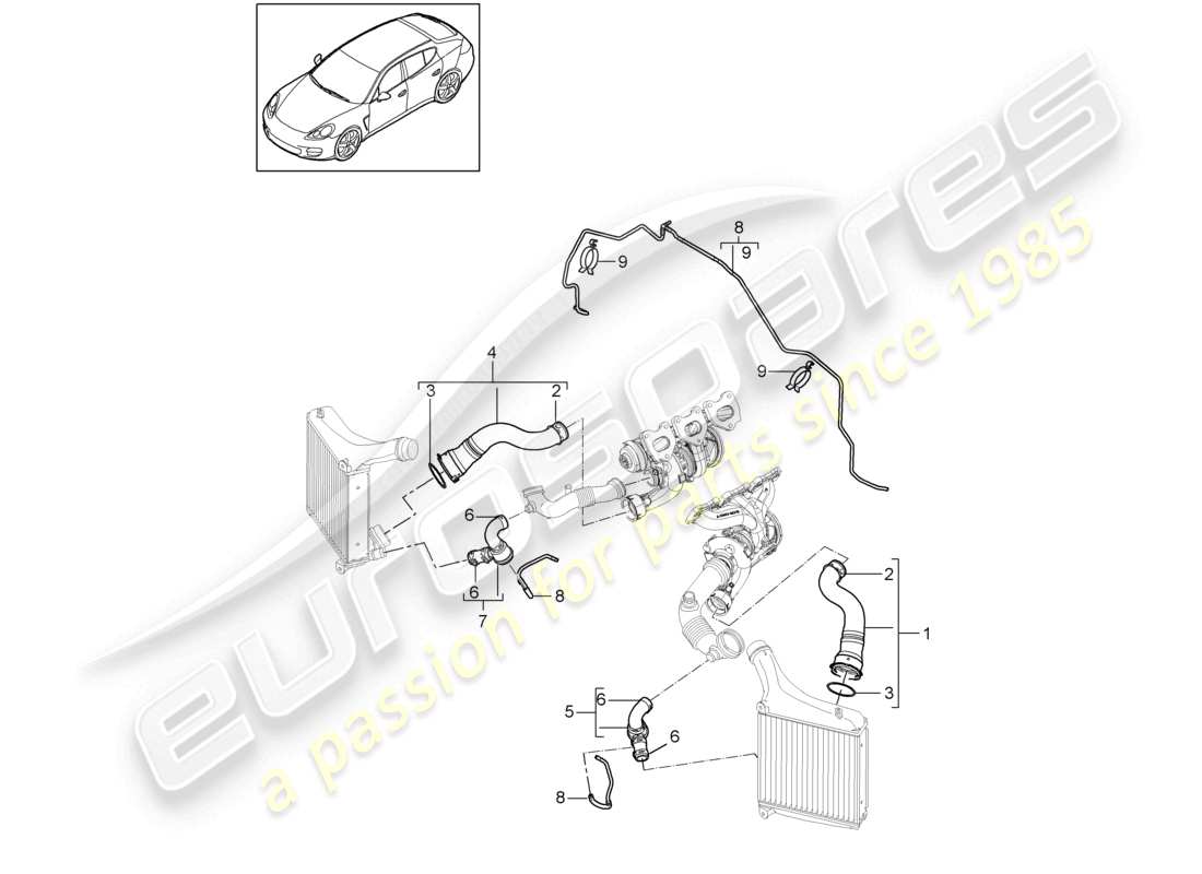 porsche 2010 (cayenne e1 9pa) conduite de pression ligne de contrôle schéma des pièces