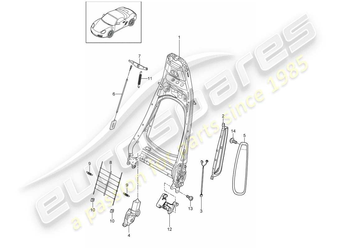 porsche 2009 (987 boxster) cadre de dossier schéma des pièces