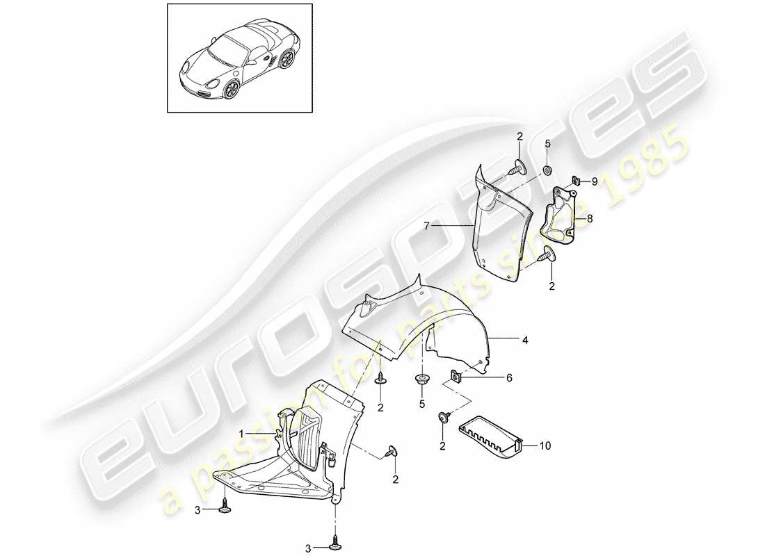 porsche 2010 (987 boxster) garnitures schéma des pièces
