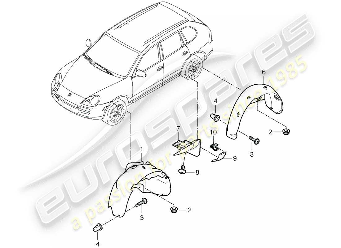 porsche 2008 (cayenne e1 9pa) garniture schéma des pièces