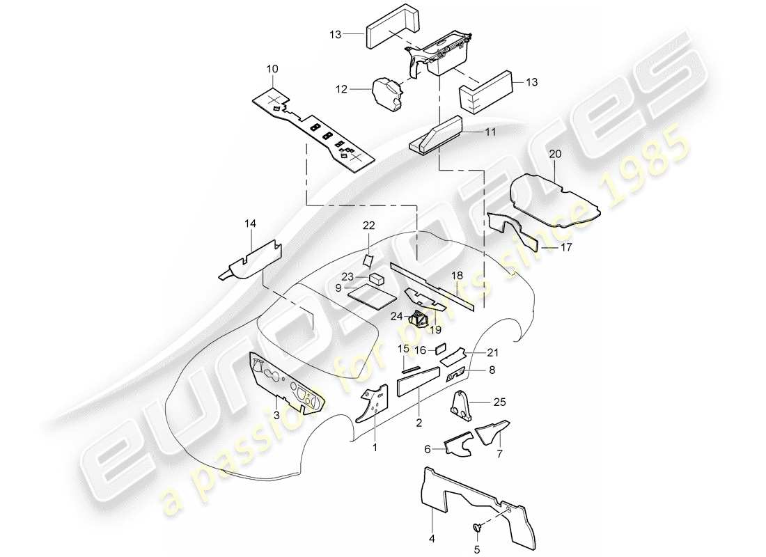 porsche 2007 (987 cayman) coque du corps schéma des pièces