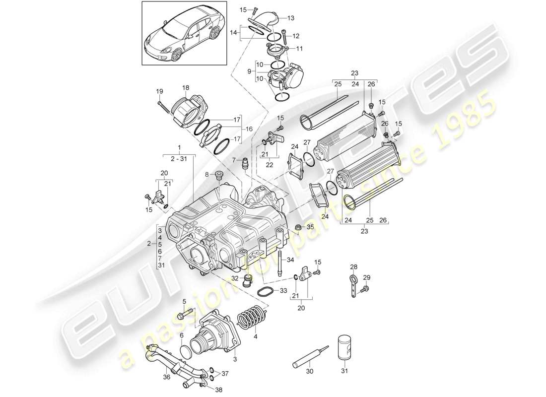porsche 2010 (cayenne e1 9pa) compresseur schéma des pièces